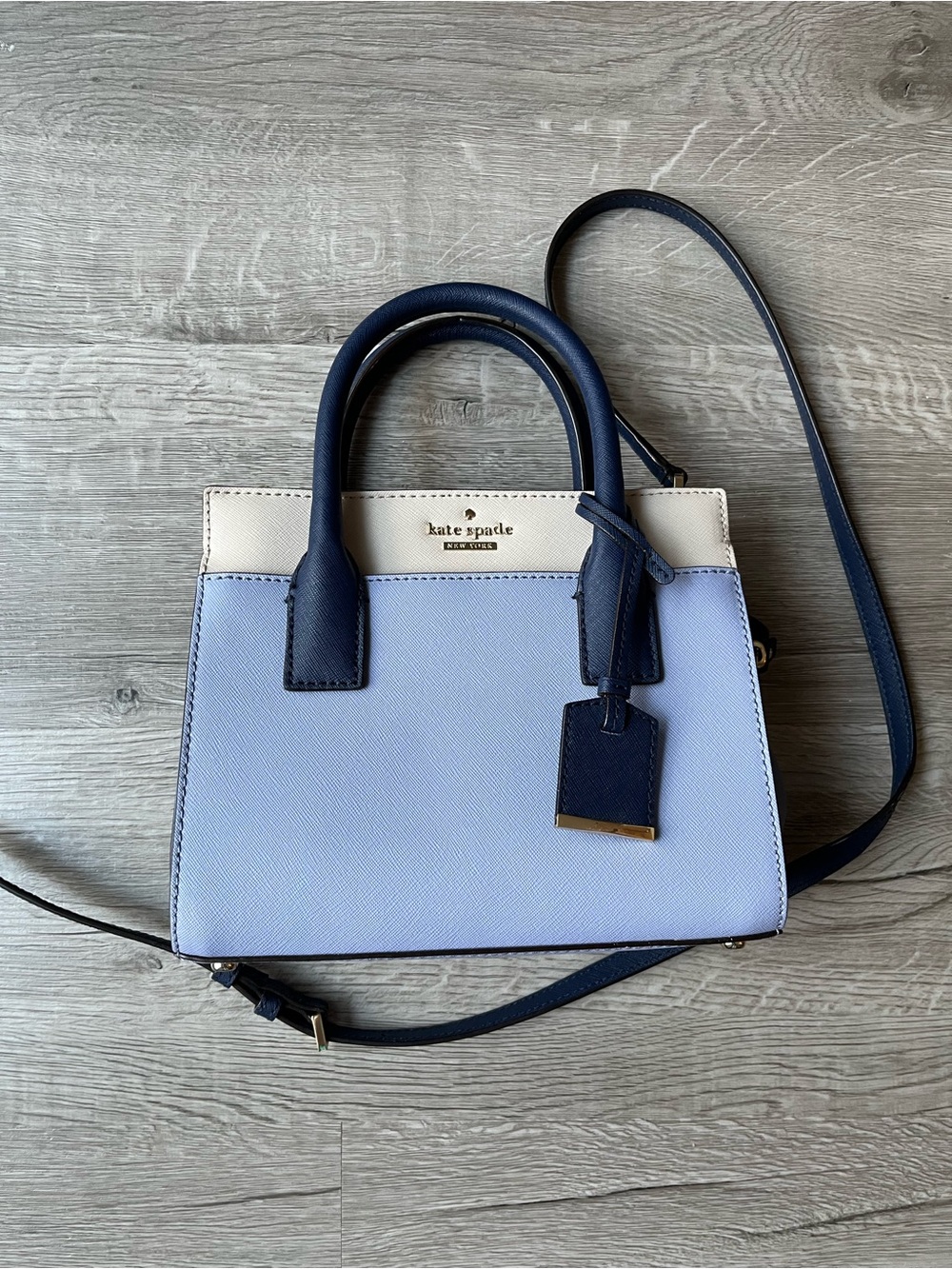 kate spade Navy, Light Blue & Cream Colorblock Satchel - Picture 12 of 13